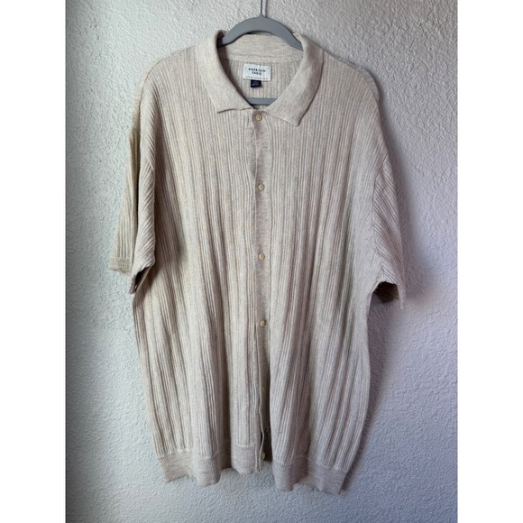 American Eagle Outfitters Other - NWOT American Eagle XXL Oatmeal Beige Ribbed Short Sleeve Sweater Polo